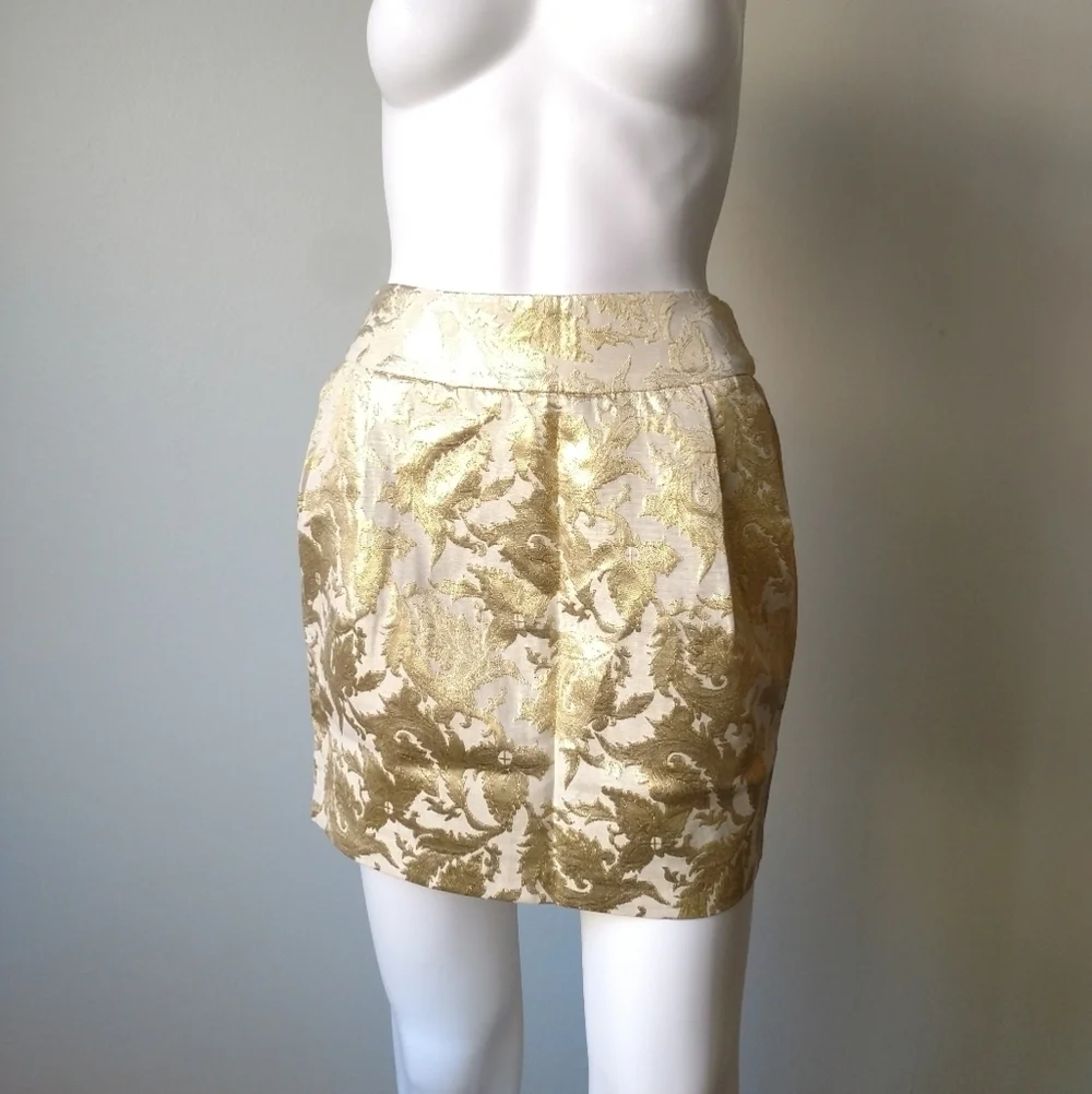 NWT Line & Dot gold mini skirt XS Nordstrom